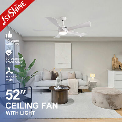 سعر جيد مروحة سقف OEM مع ضوء 52 بوصة 3 لون LED ضوء محرك DC أبيض 5 شفرات ABS متصل