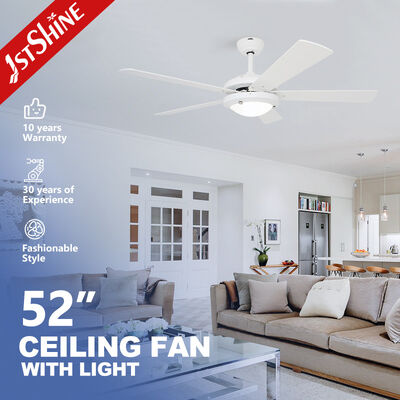 سعر جيد مروحة سقف بيضاء 52 بوصة مع ضوء LED وسلسلة سحب 1stShine متصل