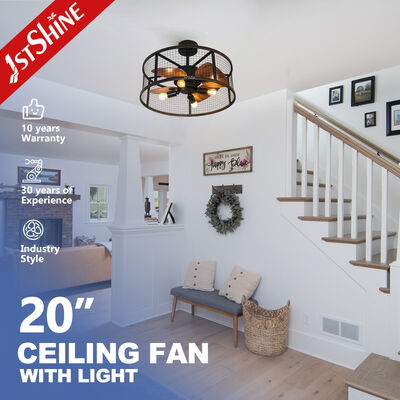 سعر جيد Downrod Mount Remote Control Cage مروحة سقف 20 بوصة مع ضوء متصل